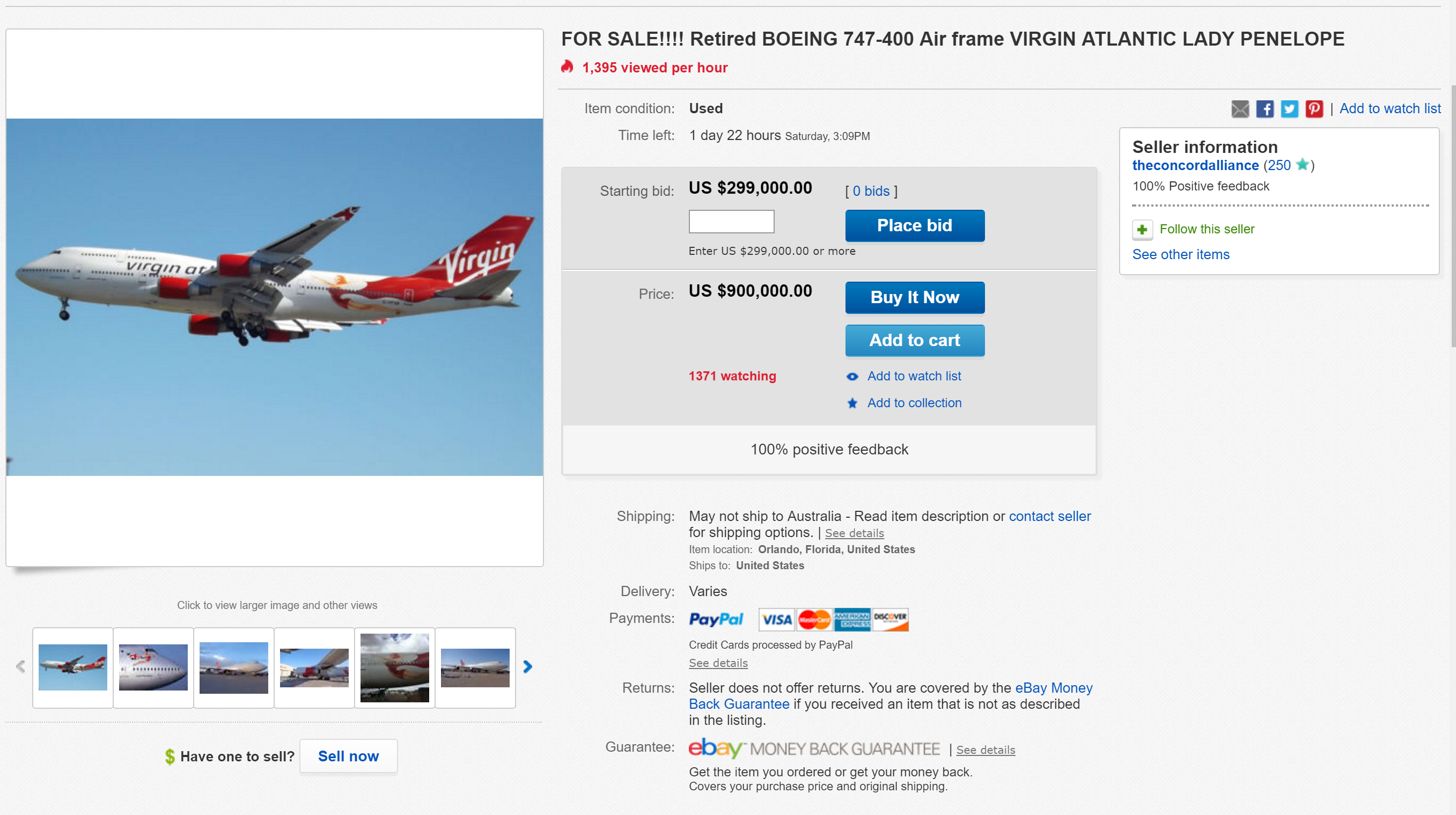 Boeing 747 eBay Sale